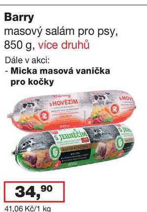 Barry masový salám pro psy, 850 g, více druhů 