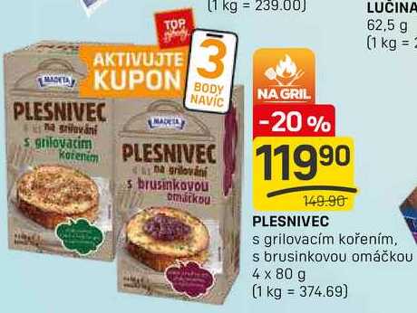PLESNIVEC s grilovacím kořením, s brusinkovou omáčkou 4 x 80 g 