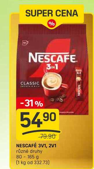 NESCAFÉ 3V1, 2V1 různé druhy 80-165 g