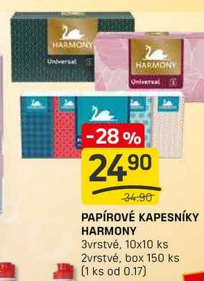 PAPÍROVÉ KAPESNÍKY HARMONY 3vrstvé, 10x10 ks