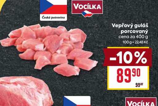 Vepřový guláš porcovaný cena za 400 g