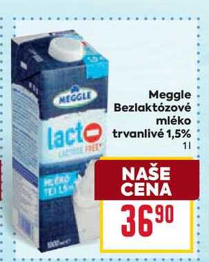 Meggle Bezlaktózové lacto mléko trvanlivé 1,5% 1l