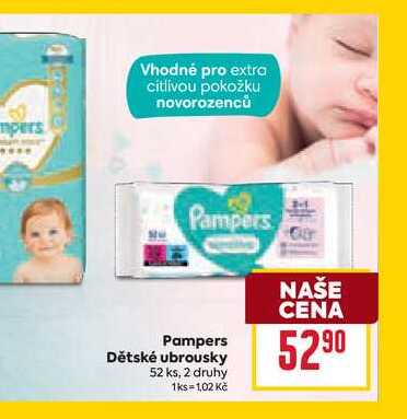 Pampers Dětské ubrousky 52 ks