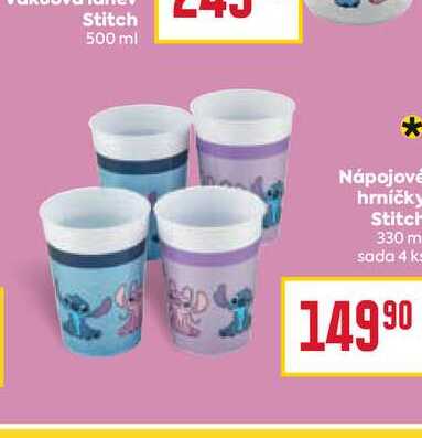 Nápojové hrníčky Stitch 330 m sada 4 ks