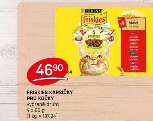 FRISKIES KAPSIČKY PRO KOČKY vybrané druhy 4 x 85 g