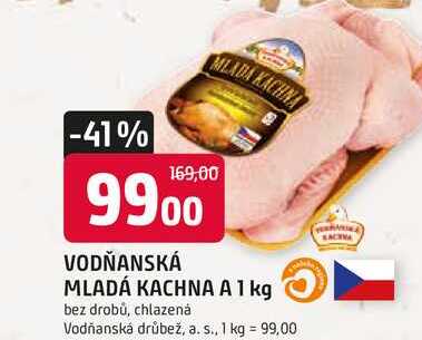 Vodňanská Kachna Mladá kachna bez drobů chlazená 1kg