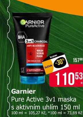 Garnier Pure Active 3v1 maska s aktivním uhlím 150 ml 