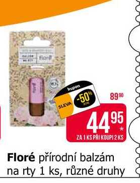 Floré přírodní balzám na rty 1 ks, různé druhy 
