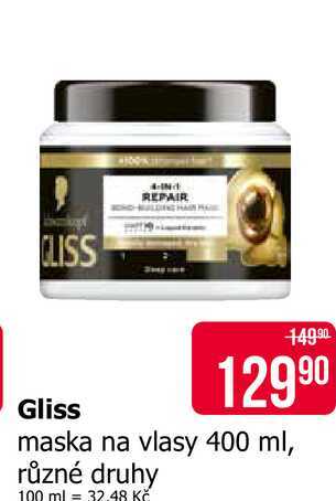 Gliss maska na vlasy 400 ml, různé druhy 