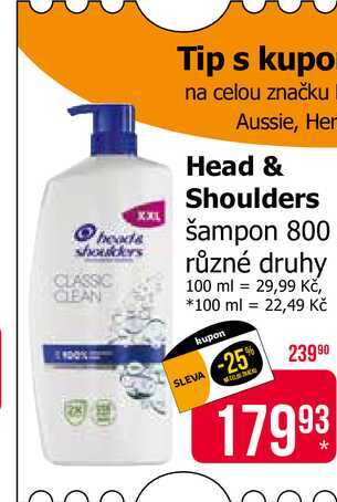 Head & Shoulders Šampon 800 ml, vybrané druhy