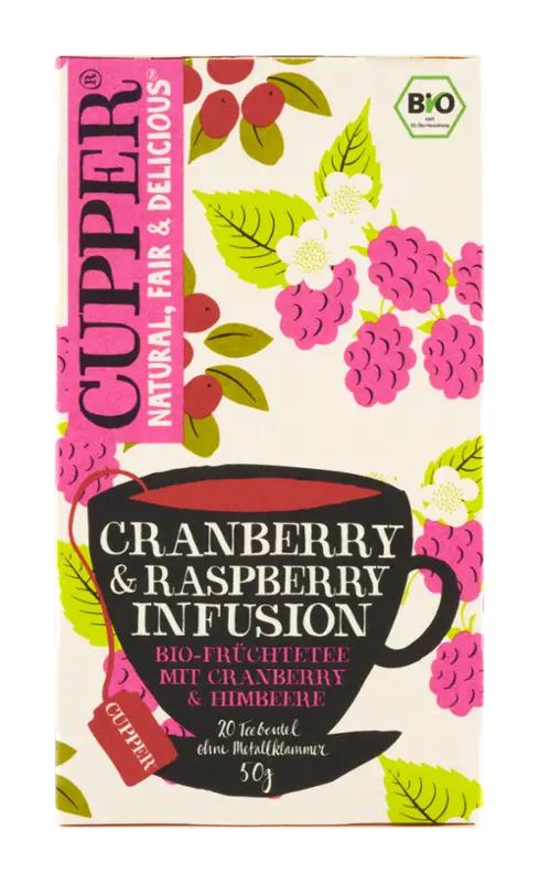 Cupper BIO bylinný čaj s klikvou a malinami, 50 g