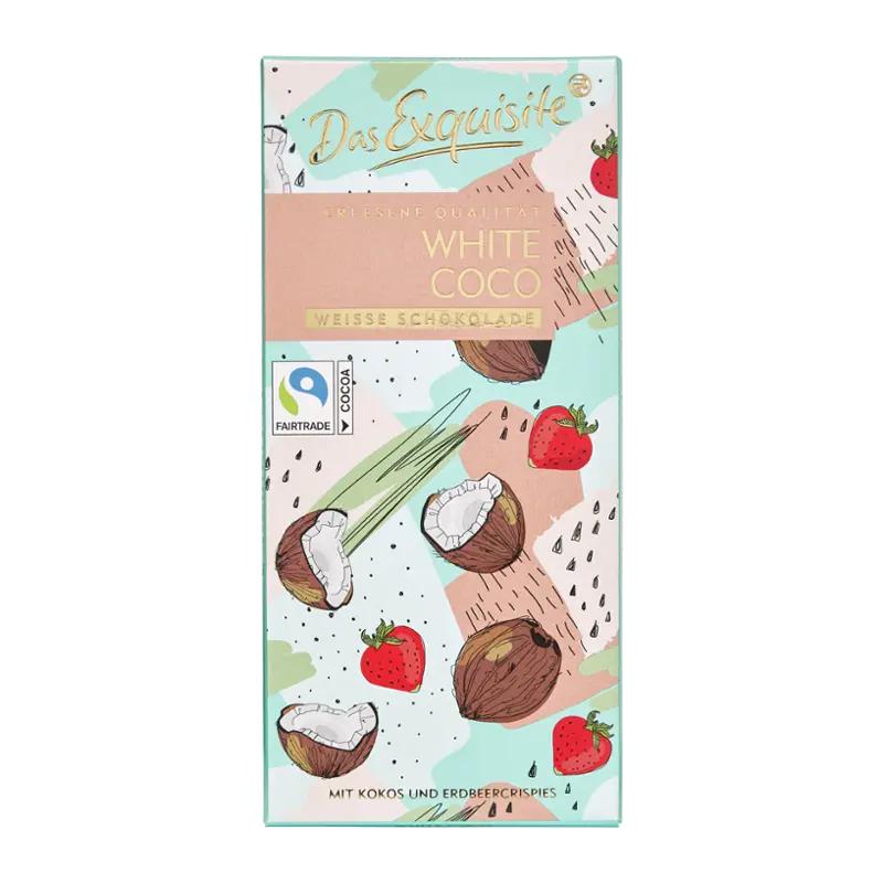 Das Exquisite Bílá čokoláda s kokosem, jahodami a křupinkami, 100 g