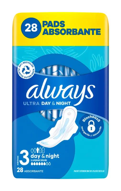 Always Hygienické vložky Day & Night s křidélky vel. 3, 28 ks