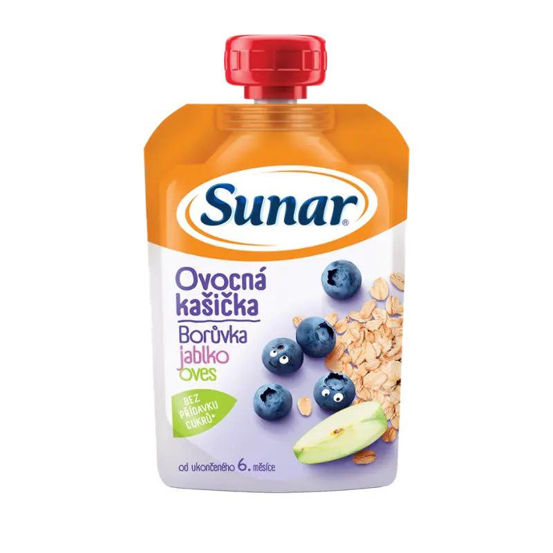 Sunar Ovocná kašička s cereáliemi jablko a borůvka, 120 g
