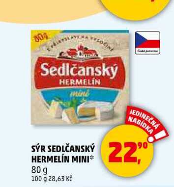SÝR SEDLČANSKÝ HERMELÍN MINI, 80 g 