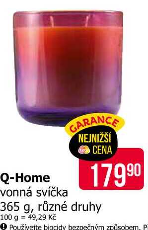Q-Home vonná svíčka 365 g, různé druhy 