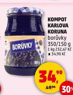KOMPOT KARLOVA KORUNA borůvky, 350/150 g 