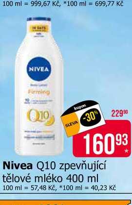 Nivea Q10 zpevňující tělové mléko 400 ml 