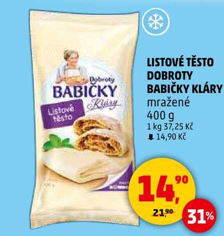 LISTOVÉ TĚSTO DOBROTY BABIČKY KLÁRY mražené, 400 g 
