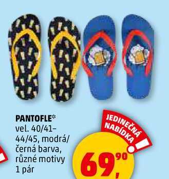 PANTOFLE vel. 40/41- 44/45, modrá/ černá barva, různé motivy, 1 pár  