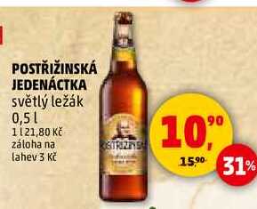 POSTŘIŽINSKÁ JEDENÁCTKA světlý ležák, 0,5 l  