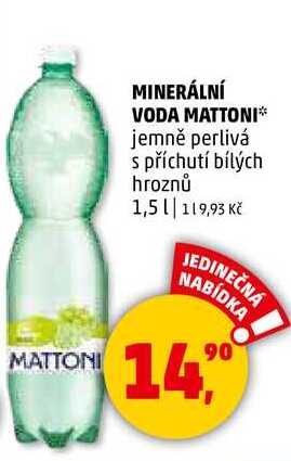 MATTONI jemně perlivá s příchutí bílých hroznů, 1,5 l