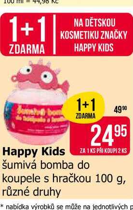 Happy Kids šumivá bomba do koupele s hračkou 100 g, různé druhy 