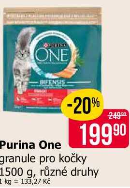 Purina One granule pro kočky 1500 g, různé druhy 
