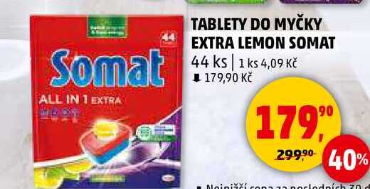 TABLETY DO MYČKY EXTRA LEMON SOMAT, 44 ks  