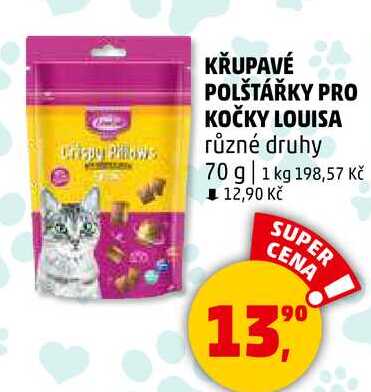 KŘUPAVÉ POLŠTÁŘKY PRO KOČKY LOUISA různé druhy, 70 g 