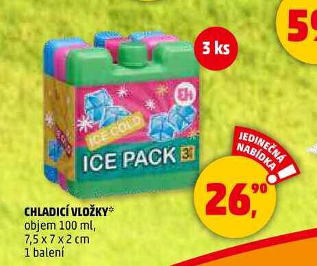 CHLADICÍ VLOŽKY objem 100 ml, 7,5 x 7 x 2 cm, 1 balení 