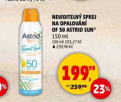 NEVIDITELNÝ SPREJ NA OPALOVÁNÍ OF 50 ASTRID SUN, 150 ml 
