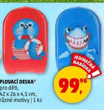 PLOVACÍ DESKA pro děti, 42 x 26 x 4,5 cm, různé motivy, 1 ks 