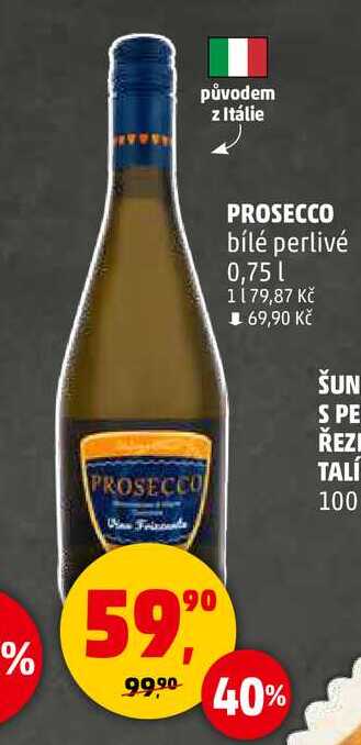 PROSECCO bílé perlivé, 0,75 l