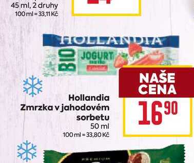 Hollandia Zmrzka v jahodovém sorbetu 50 ml 