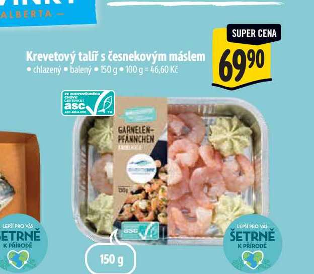  Krevetový talíř s česnekovým máslem 150 g