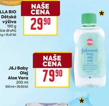 J&J Baby Olej Aloe Vera 200 ml 