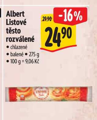 Albert Listové těsto rozválené 275 g