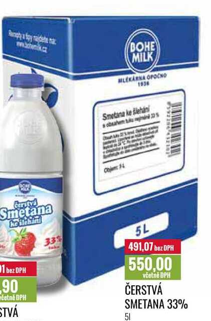 ČERSTVÁ SMETANA 33% 5l