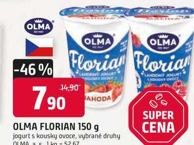 OLMA FLORIAN 150 g jogurt s kousky ovoce, vybrané druhy 