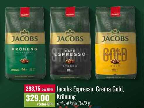 Jacobs Espresso, Crema Gold, Krönung 1000g