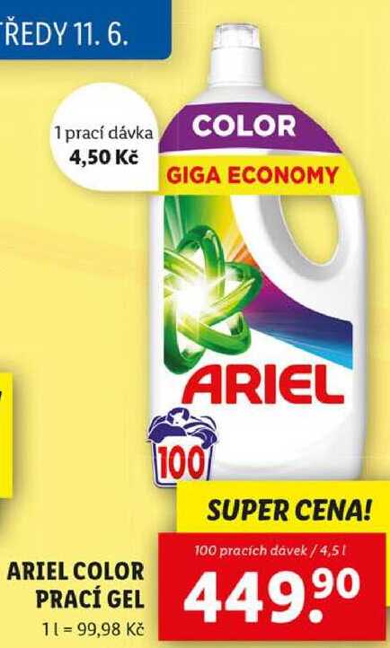 ARIEL COLOR PRACÍ GEL, 100 PD/4,5 l