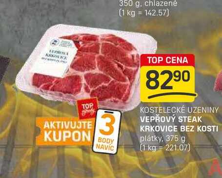 VEPŘOVÝ STEAK KRKOVICE BEZ KOSTI plátky, 375 g
