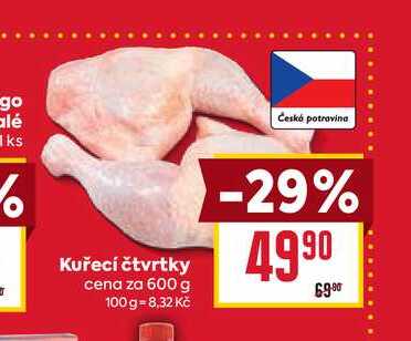 Kuřecí čtvrtky cena za 600 g