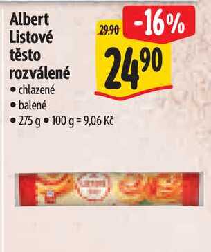 Albert Listové těsto rozválené, 275 g