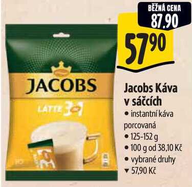 Jacobs Káva v sáčcích, 125-152 g  v akci