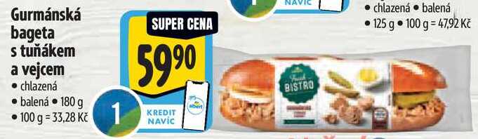 Gurmánská bageta s tuňákem a vejcem, 180 g