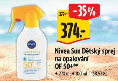 Nivea Sun Dětský sprej na opalování OF 50+**, 270 ml 