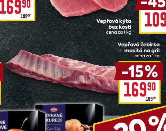 Vepřová žebírka masitá na gril cena za 1kg