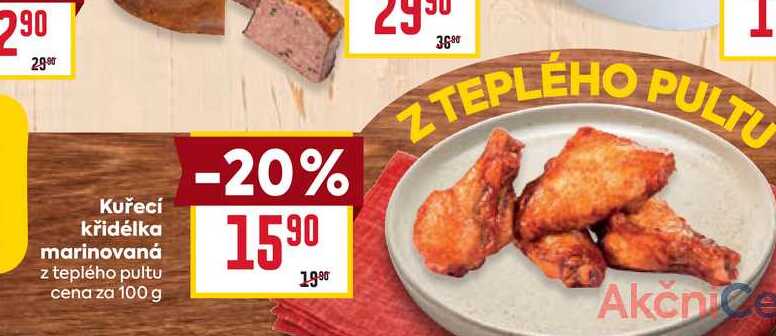 Kuřecí křidélka marinovaná z teplého pultu cena za 100g